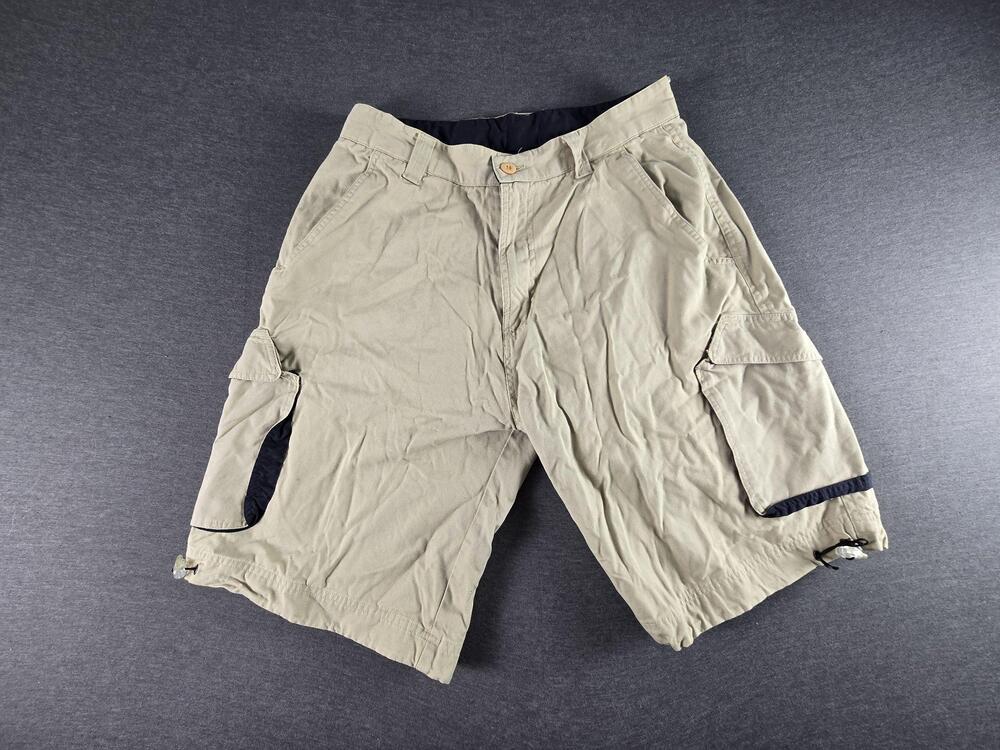 Burnside Shorts Mens 34 Beige Cargo Canvas Drawstring Pockets Outdoor Summer